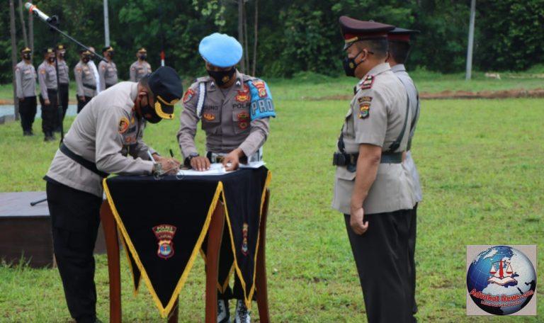 Polres Tuba Barat Gelar Upacara Sertijab Kapolsek Tulang Bawang Tengah dan Kapolsek Gunung Agung