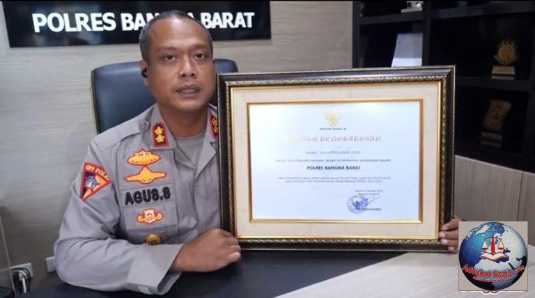 Gencar Giat Sosial di masyarakat Polres Bangka Barat Dapat Penghargaan Dari Menteri Sosial