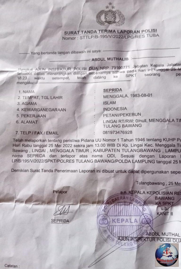 Ketua Kelompok Bank Amartha Desa lingai Menggala Timur Tuba, Polisikan Suami Anggota