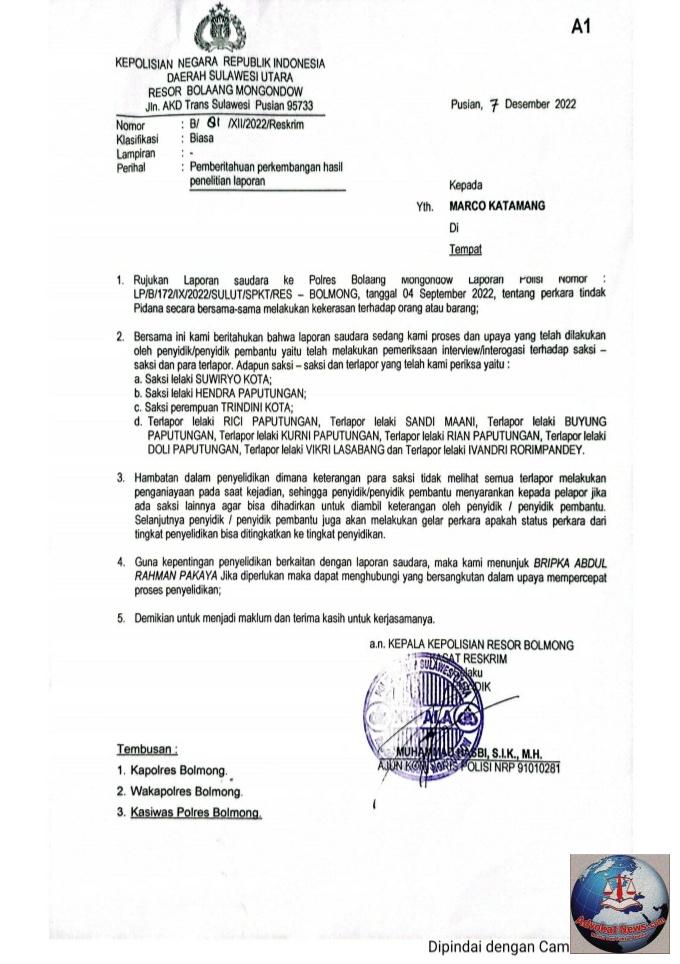Korban Yang Dianiaya Oleh 9 Pelaku Akan Mengadu Kepolda Sulut