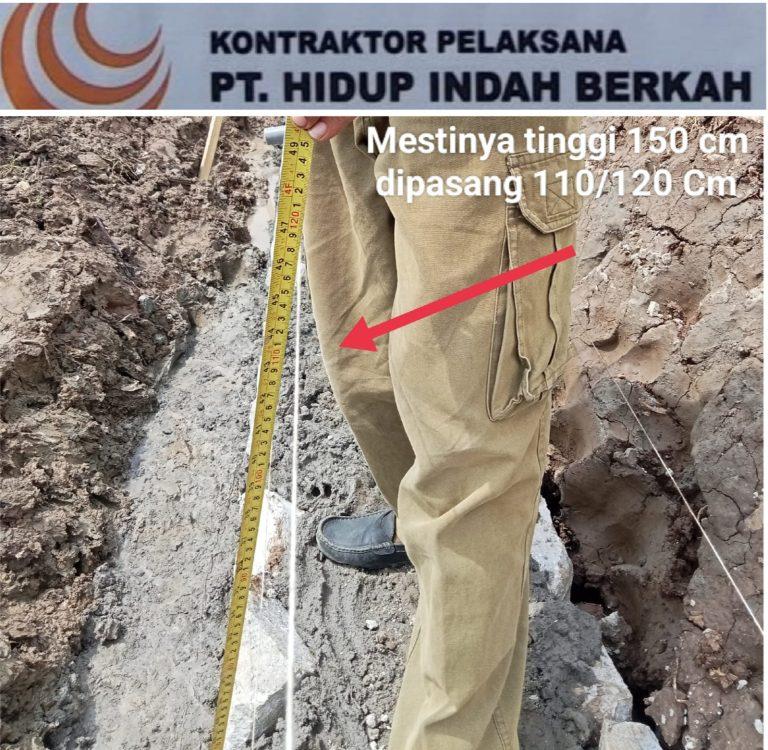 Diduga Oknum Pihak PT.Hidup Indah Berkah Mahir Korupsi Polume Ketinggian Turap 30 Cm Lenyap?