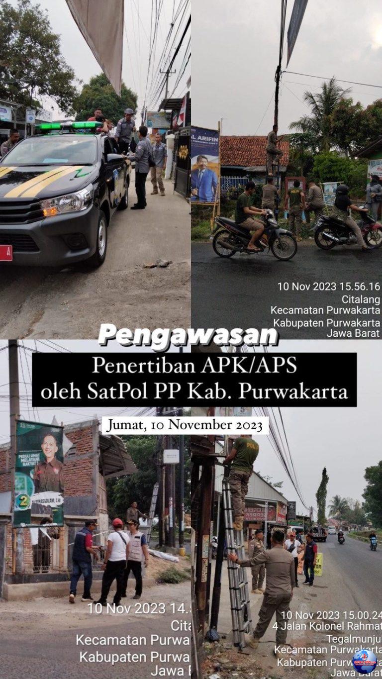 Panwascam Kota Bersama Satpol PP Tertibkan APK / APS sepanjang Jalan Utama yang Tersebar Terpasang