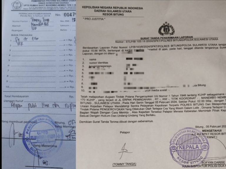 Diminta Polda Sulut Periksa Kasus Penganiayaan Wartawan Dengan Lp/B 103 Pasal 170 Dan 262 (1) Yang Tenggelam Dipolres Bitung