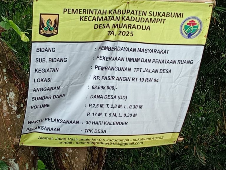 PEMERINTAH DESA MUARADUA LAKSANAKAN PEMBANGUNAN TPT JALAN DESA