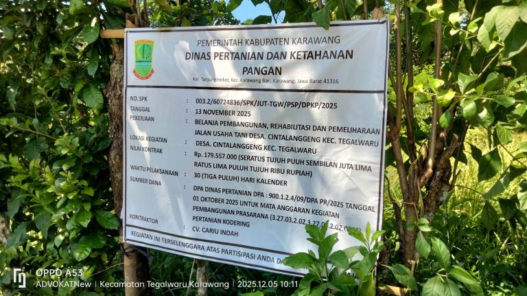 Pembangunan Proyek Rehabilitasi Pemeliharaan Jalan Usaha Tani ( JUT ) Di Desa Cintalanggeng Mangkrak Dan Di Duga Tidak Sesuai Spesifikasi Pekerjaan